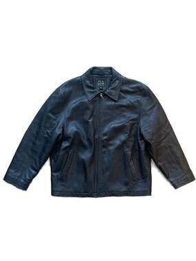 Jos. A. Bank Men's Black Genuine Leather Quilted Liner Full-Zip Jacket Size L